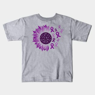 Purple Awareness Sunflower Kids T-Shirt